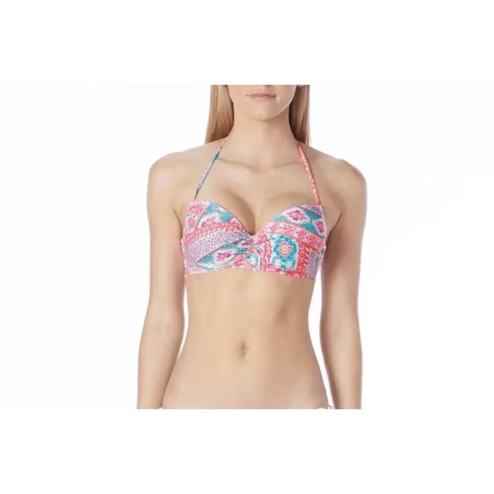 Coco Rave Nixie Bandeau Top Playa It Cool Pink Multi Size 34C